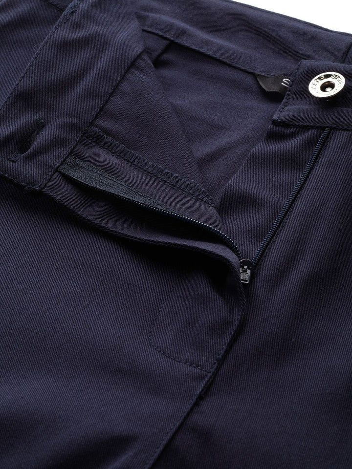 STREET 9 Women Navy Blue Regular Fit Solid Cargos
