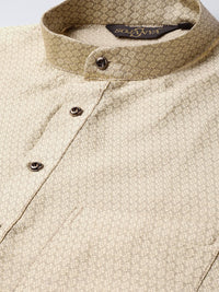 SOJANYA Men Beige Woven Design Straight Kurta