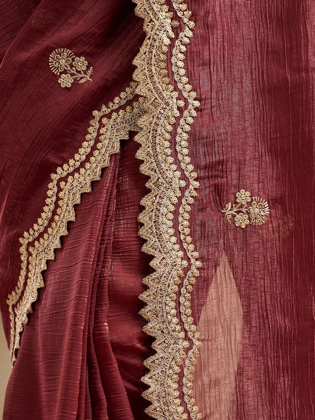 kasee Floral Embroidered Pure Silk Saree