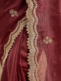 kasee Floral Embroidered Pure Silk Saree