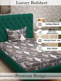 Myntra Elegant Homes Coklat Geometri 300 TC Cadar Tempat Tidur Single dengan 1 Sarung Bantal