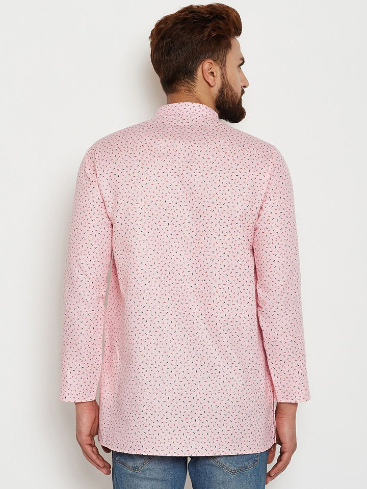 SOJANYA Men Pink Printed Straight Kurta