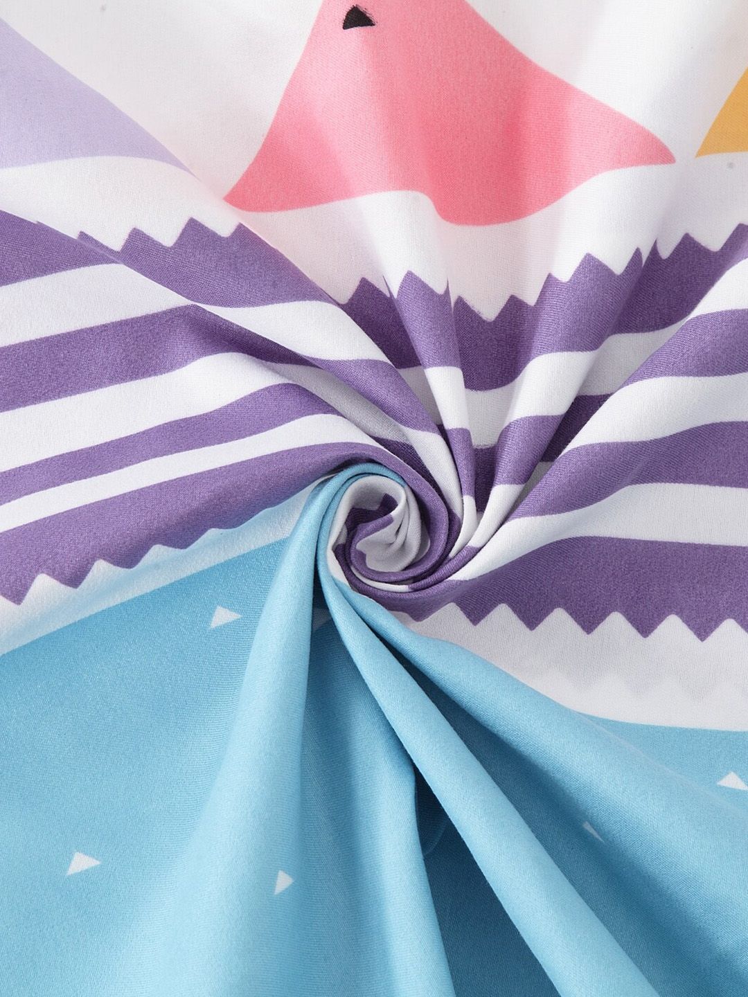 KLOTTHE Blue Geometric Polycotton 210 TC Single Halus 2 Cadar dengan 2 Sarung Bantal-87 x 59 inci