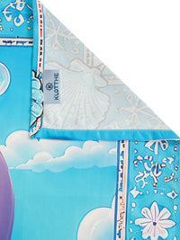 Moda Rapido X KLOTTHE Blue & White Cartoon Characters 400 TC Bedsheet with 2 Pillow Covers
