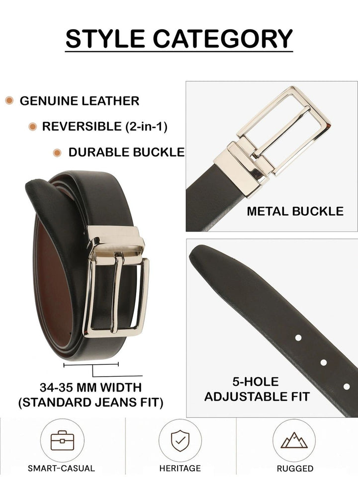 Teakwood Leathers Men Leather Reversible Formal Belt