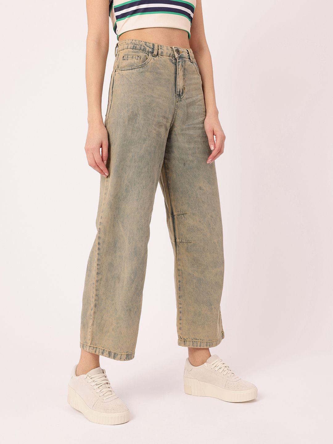DressBerry Women Urban Classic Baggy Fit Faded Jeans