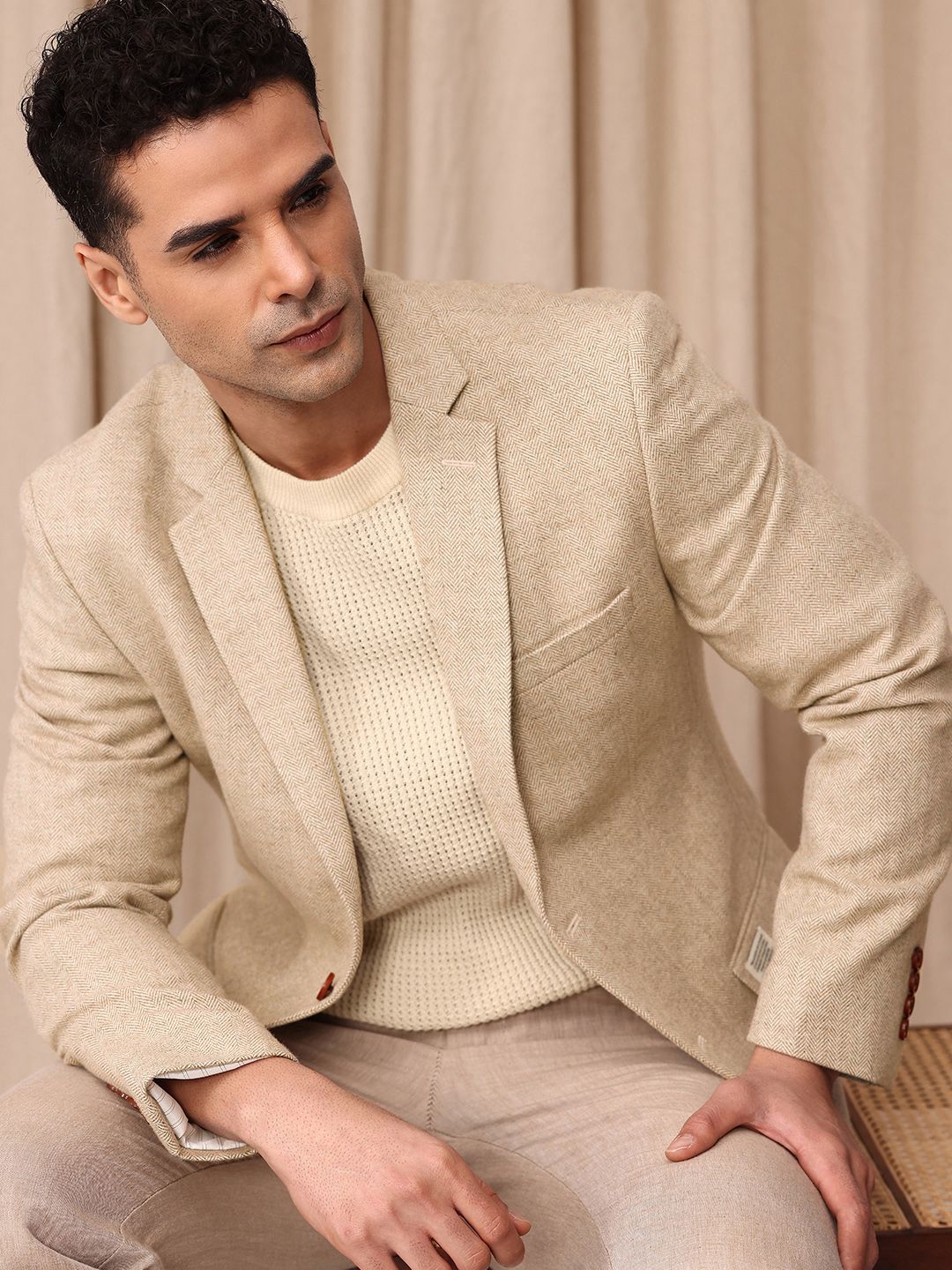 Mr Bowerbird Self Designed Single-Breasted Tailored Fit Casual Blazer