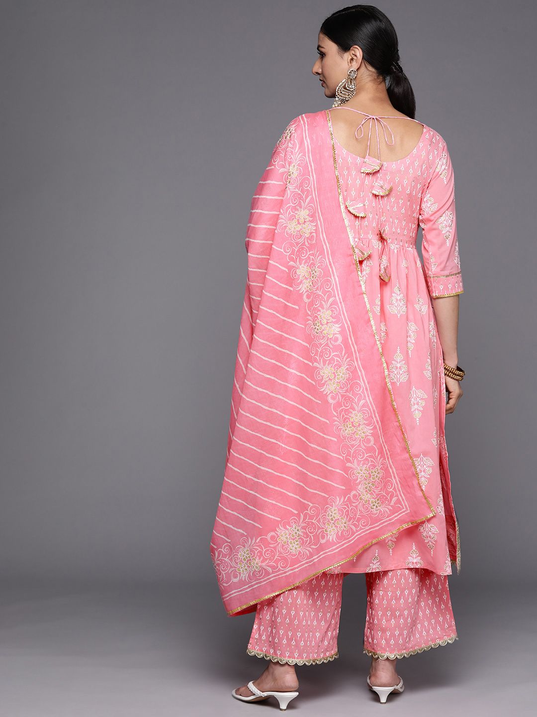 Libas Women Ethnic Motifs Embroidered Pure Cotton Kurta With Palazzos & With Dupatta