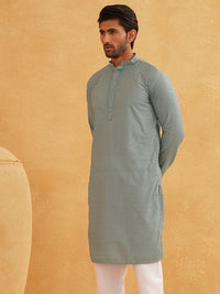 SOJANYA Lelaki Sea Green Thread Work Kurta