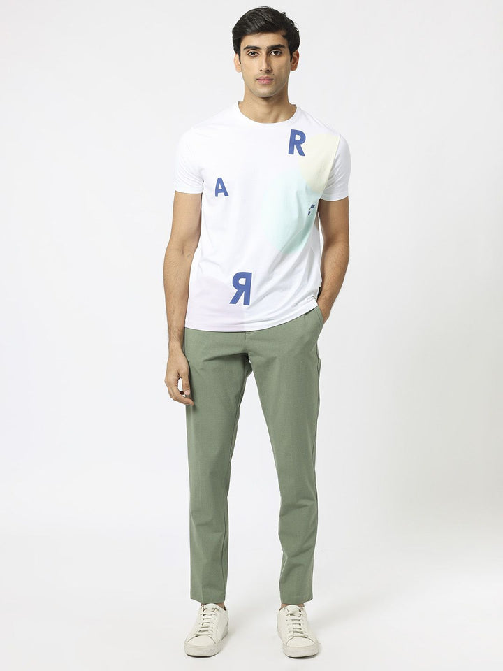RARE RABBIT Men Enders Typography Printed Cotton Slim Fit T-Shirt