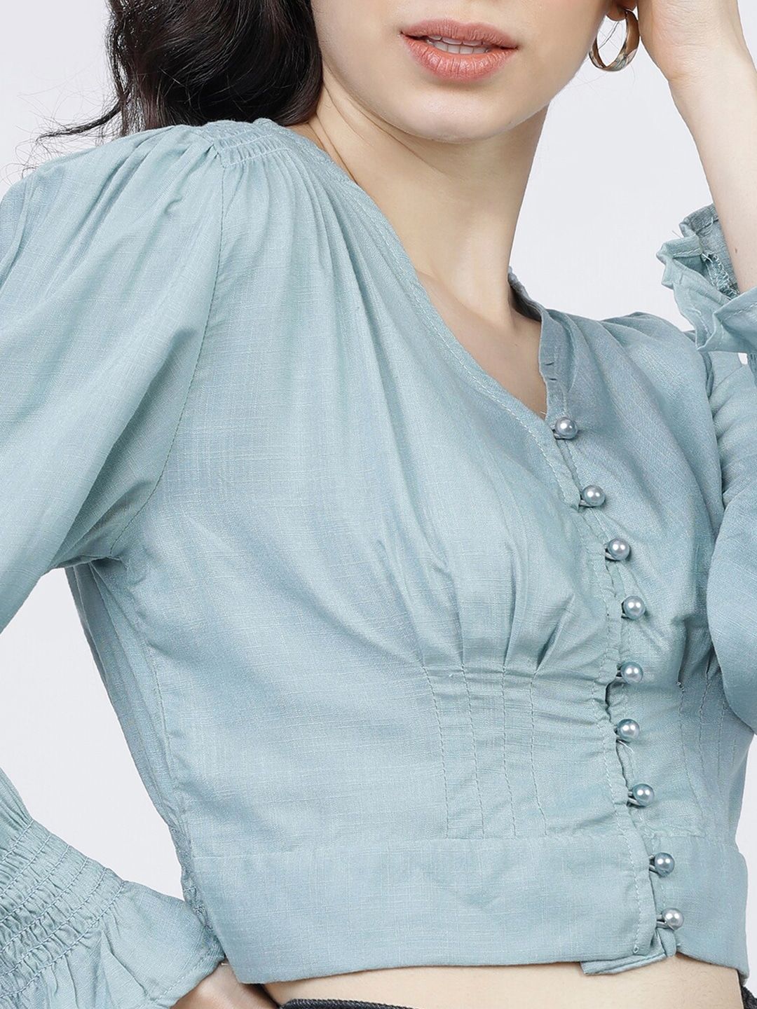 Tokyo Talkies Blue Regular Crop Top