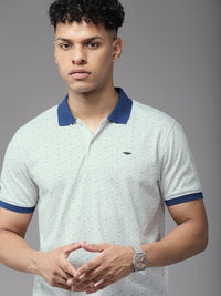Park Avenue Men Geometric Print Polo Collar Slim Fit T-shirt