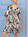 DressBerry Radiant Ruffles Abstract Print Velour A-Line Dress