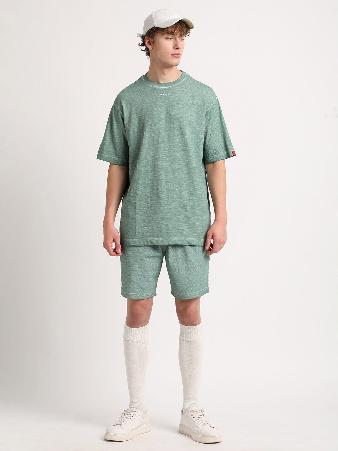 THE BEAR HOUSE Round Neck Drop-Shoulder Pure Cotton T-shirt