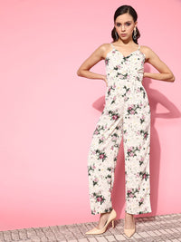 Berrylush Women Classy Beige Printed Roman Column Jumpsuit