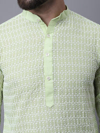 SOJANYA Motif Etnik Lelaki Sulam Kurta Kapas Tulen Dengan Piyama & Jaket Nehru