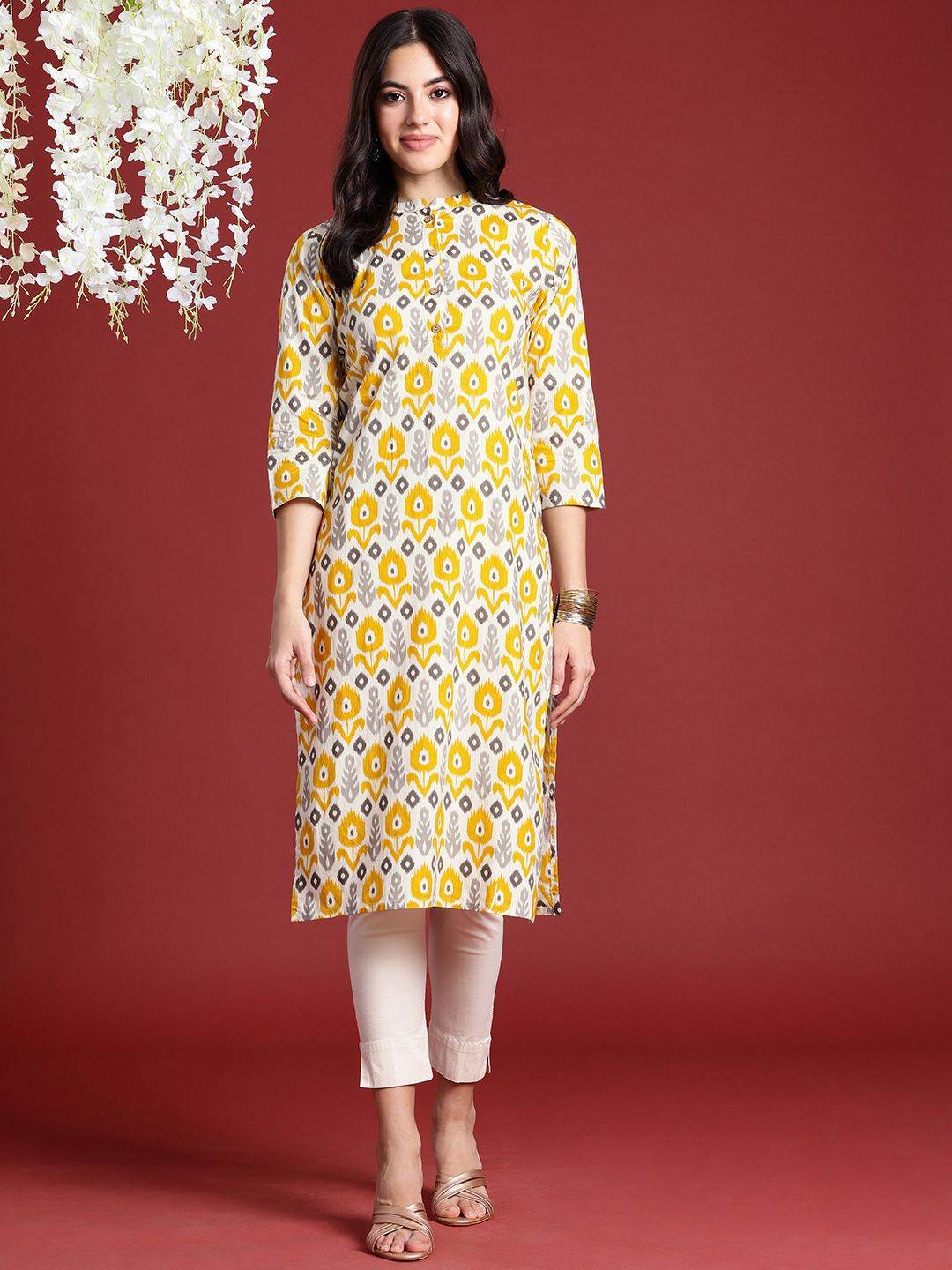 Anouk Ethnic Motifs Ikat Dyed Pure Cotton Kurta