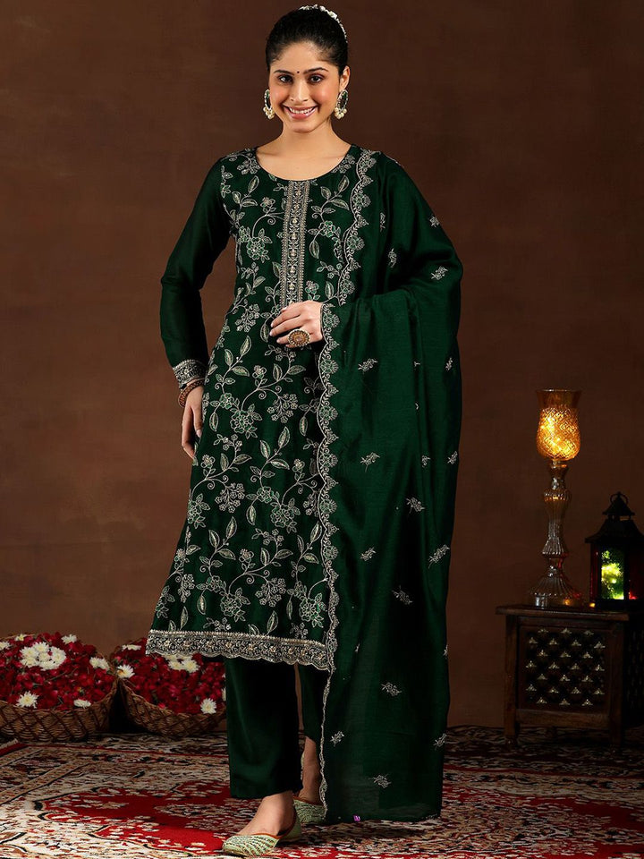 Libas Women Ethnic Motifs Embroidered Regular Kurta with Trousers & With Dupatta