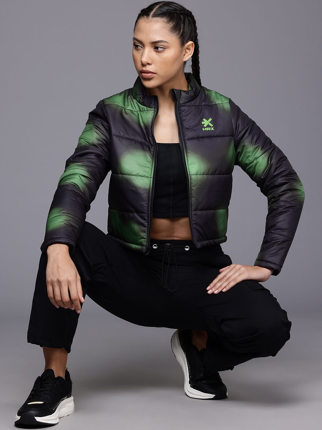 HRX by Hrithik Roshan Dyed Crop Padded Lifestyle Jacket