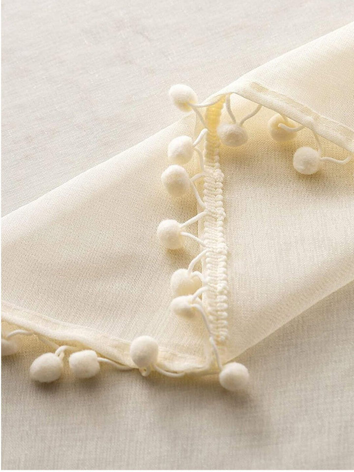 URBAN SPACE Cream-Coloured 2 Pieces Sheer Long Door Curtain