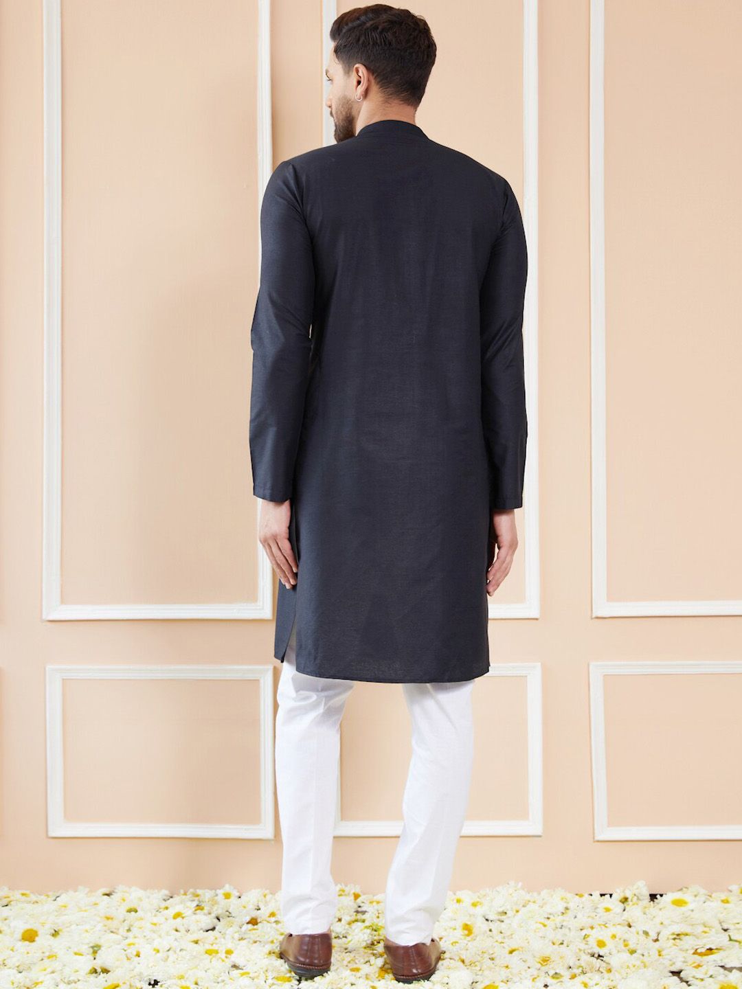 See Designs Mandarin Collar Long Sleeves Cotton Kurta
