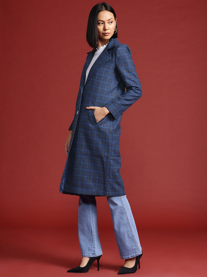 all about you Checked Single-Breasted Longline Coat