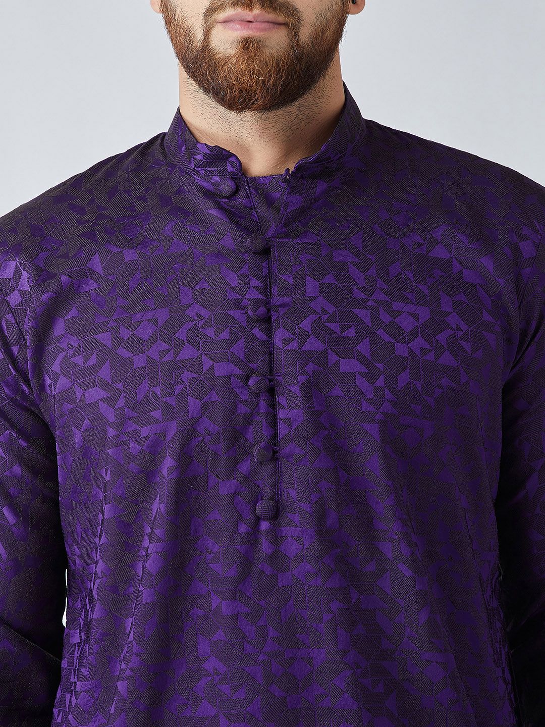 SOJANYA Men Purple Woven Design Straight Kurta