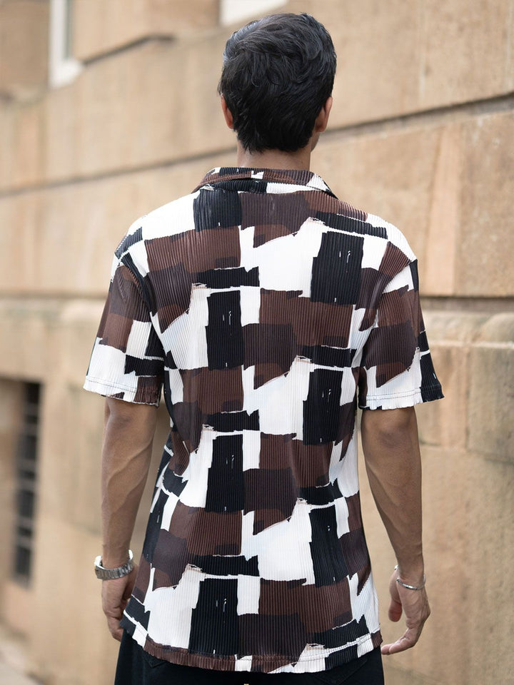 Powerlook Men Relaxed Fit Abstract Printed Spread Collar Casual Shirt