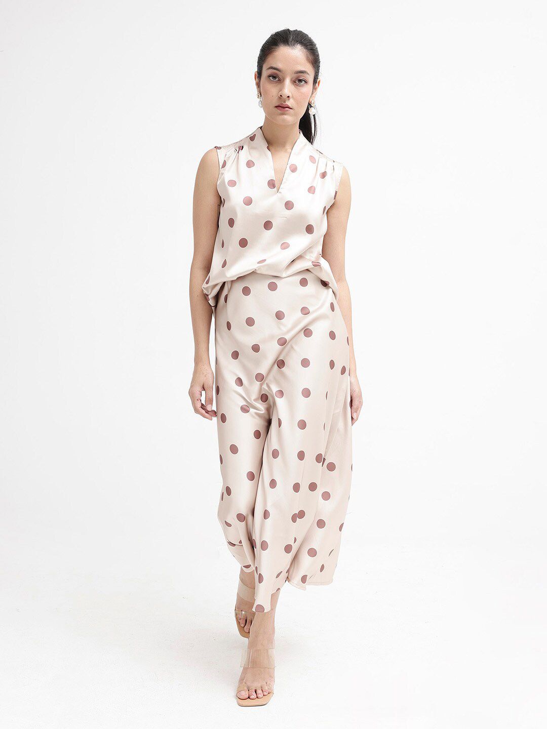 RAREISM Polka Dot Printed Cotton Top