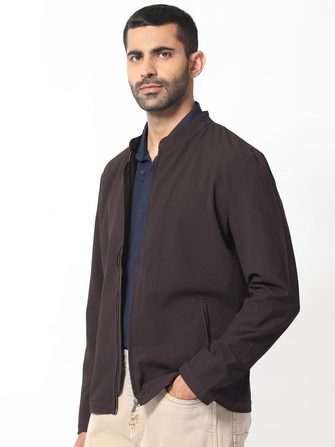 RARE RABBIT Men Rion Tailored Fit Mock Collar Jacket