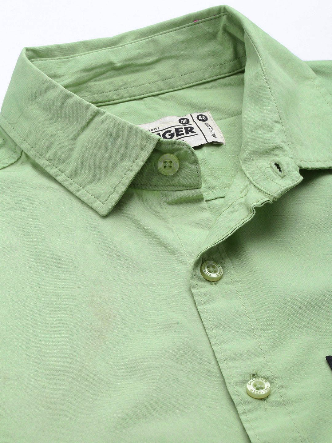 DILLINGER Men Green Cotton Casual Shirt