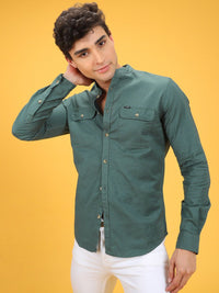 The Indian Garage Co Men Green Solid Casual Shirt