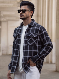 Powerlook Men Spread Collar Tartan Checked Cotton Casual Shirt