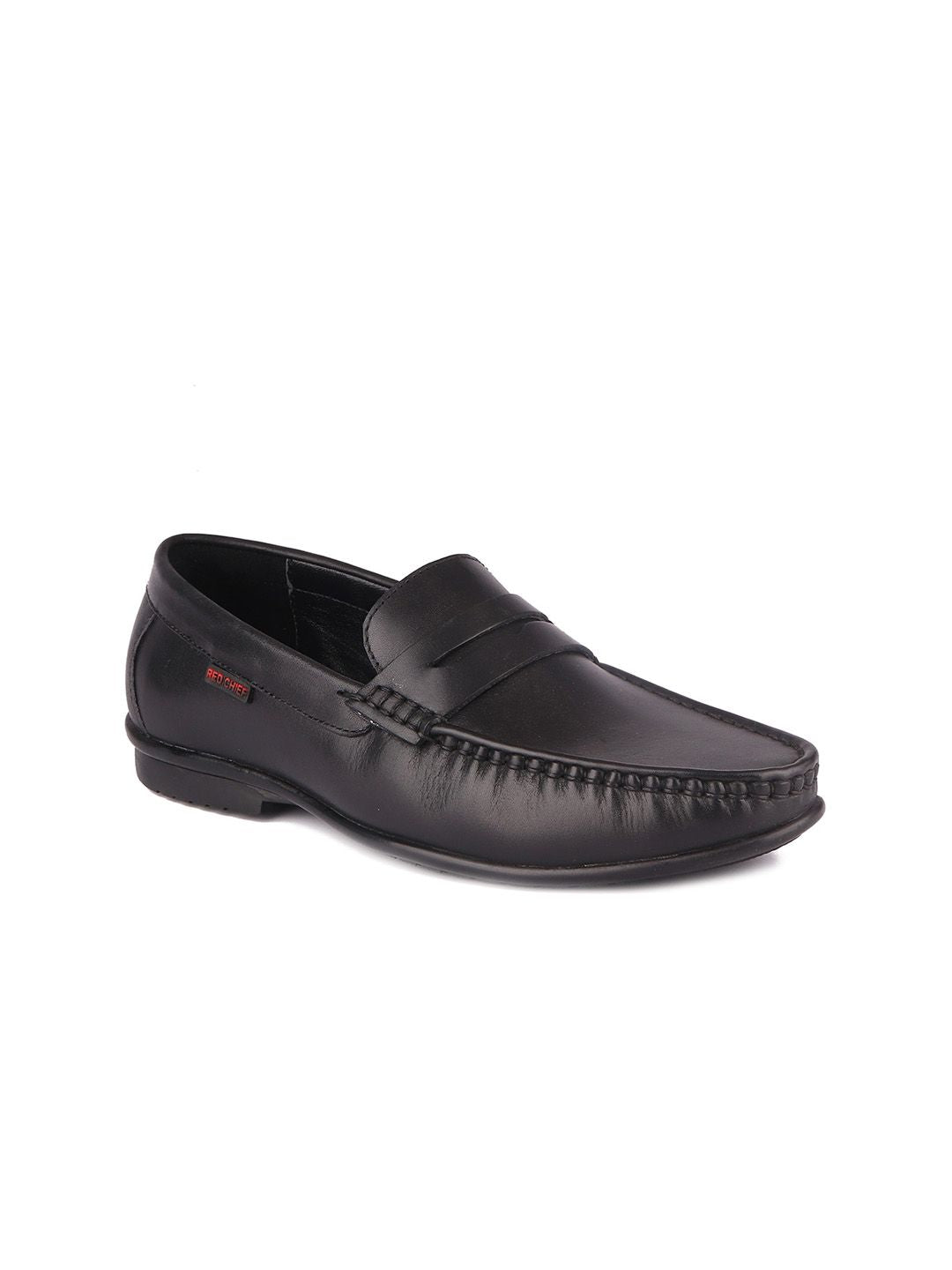Red Chief Men Black Leather Formal Loafers
