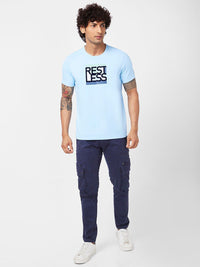 SPYKAR Typography Printed Round Neck Cotton Slim Fit T-shirt