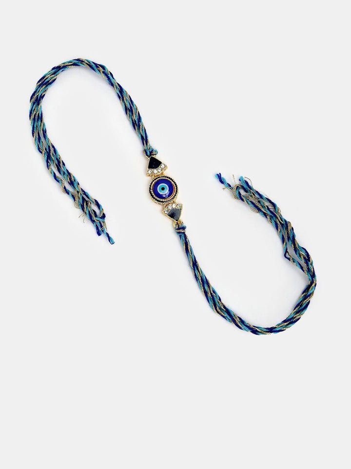 Set NVR 2 Bhaiya Bhabhi Rakhi Bertatah Batu Mata Jahat &amp; Manik dengan Roli Chawal