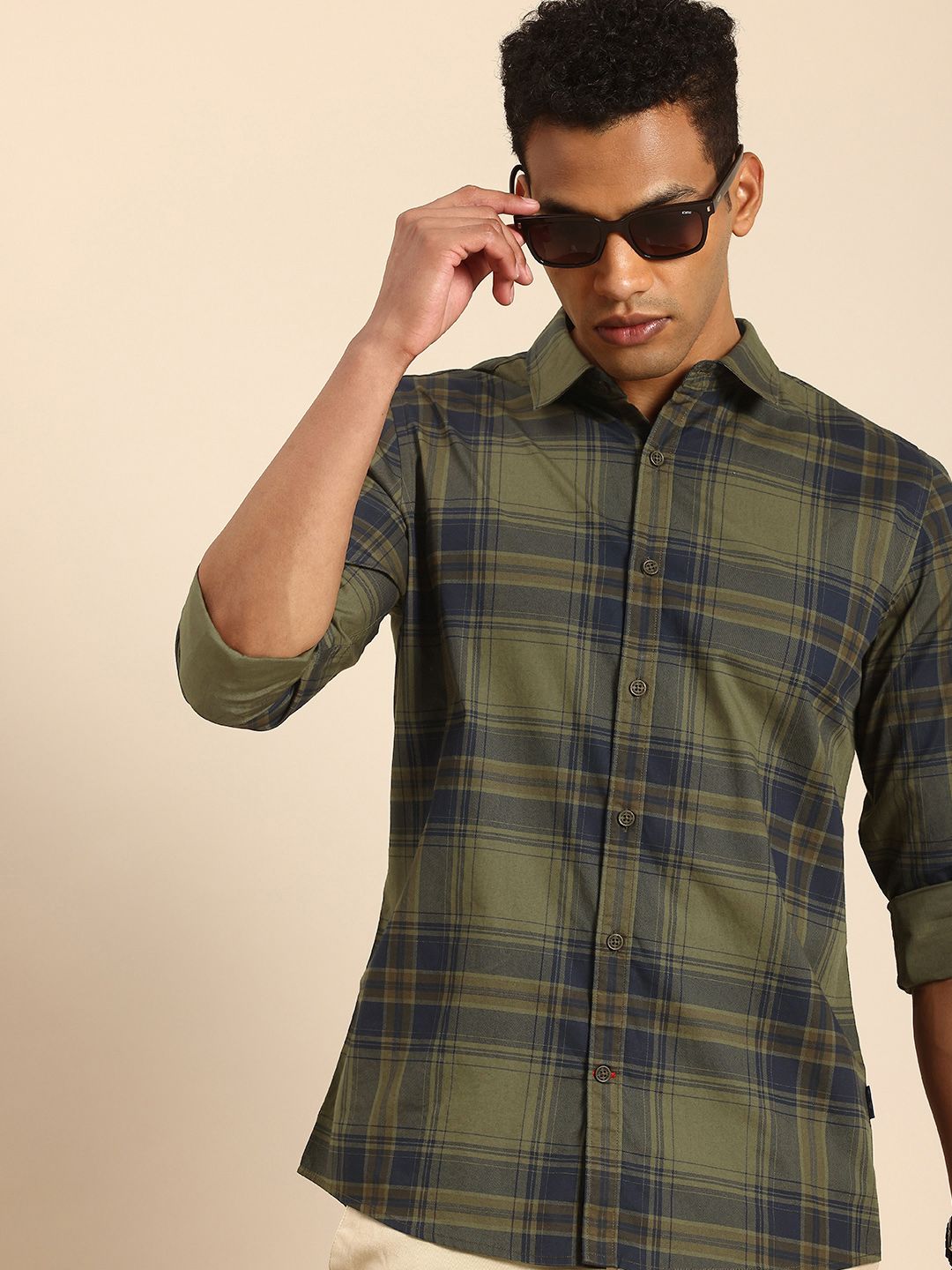 Being Human Slim Fit Checked Pure Cotton Casual Shirt