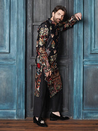 SOJANYA LUXE Lelaki Sulam Benang Kerja Satin Kurta