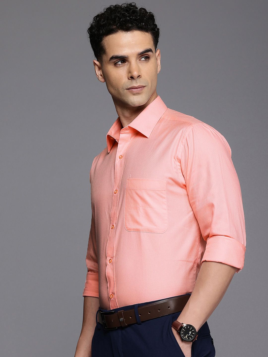 Raymond Slim Fit Self-Design Pure Cotton Formal Shirt