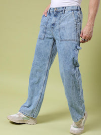 The Indian Garage Co Men Baggy Relaxed Fit Mid Rise Cotton Jeans