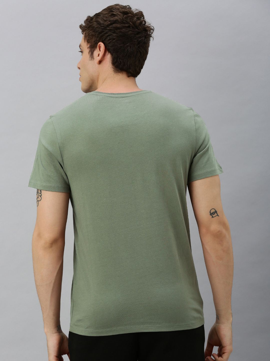 HRX by Hrithik Roshan Men Olive Green Printed Bio-Wash Training Tshirt