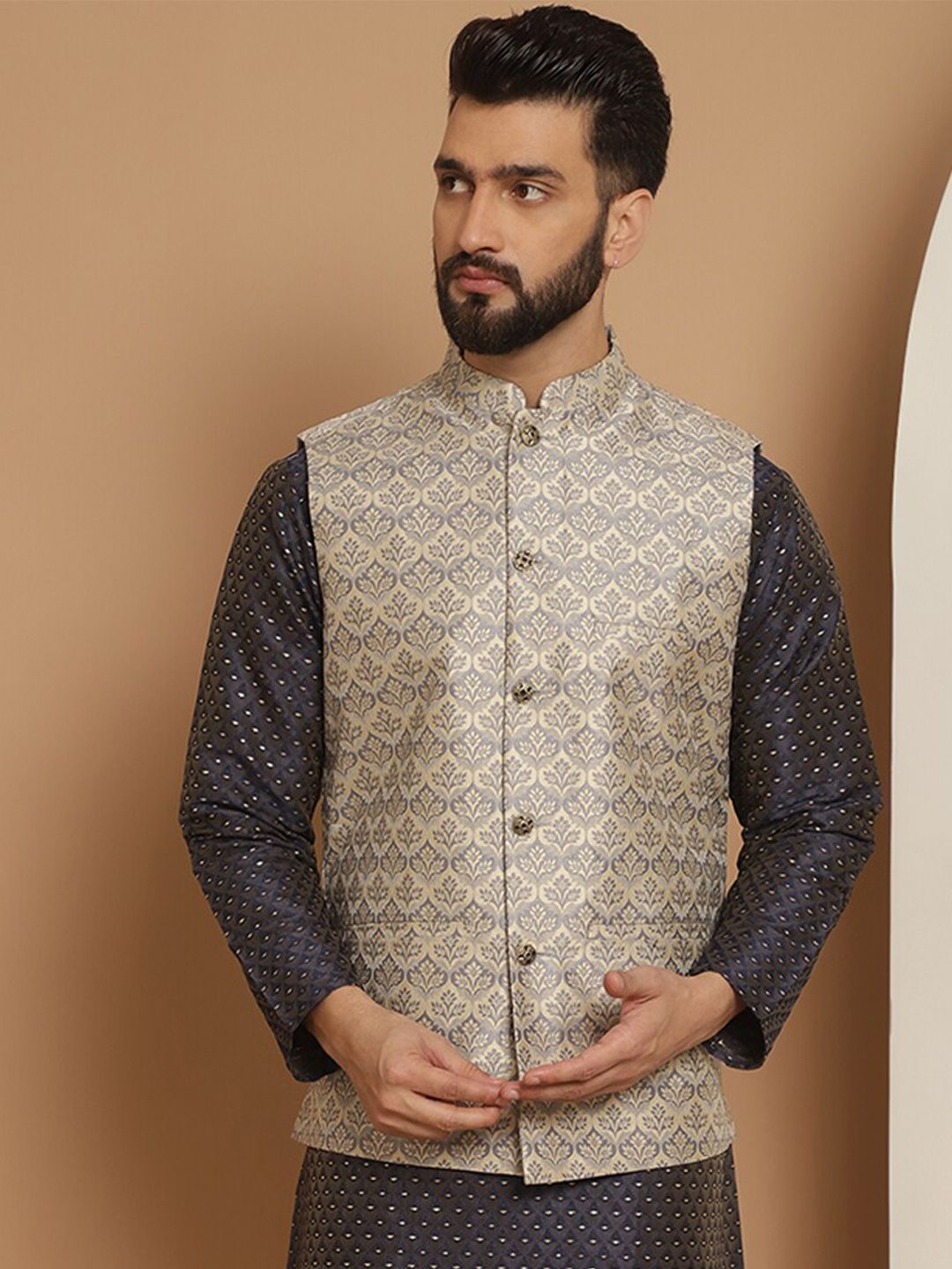 Jaket Nehru Kolar Mandarin Rekaan Kelabu Anouk