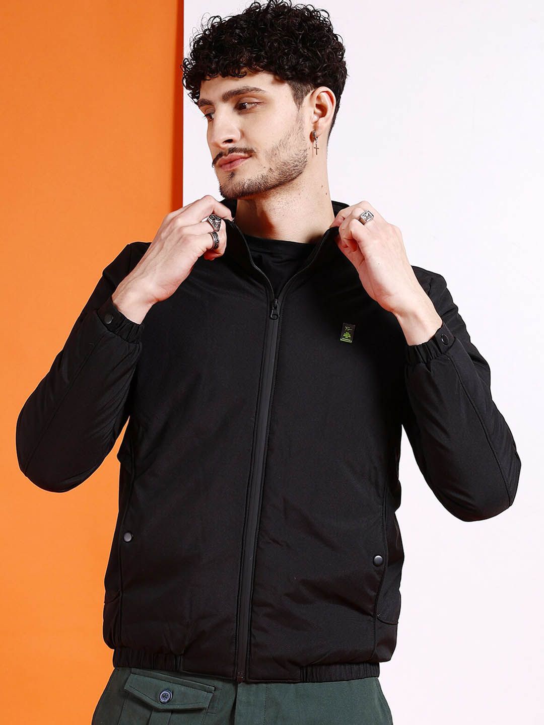 The Indian Garage Co Men Regular Fit Zip-Front Bomber Jacket