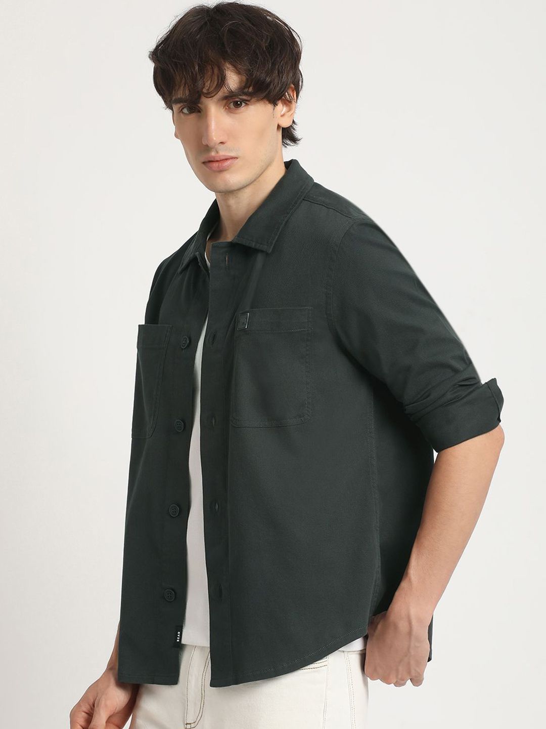 THE BEAR HOUSE Men Pure Cotton Solid Regular Fit Casual Shirt