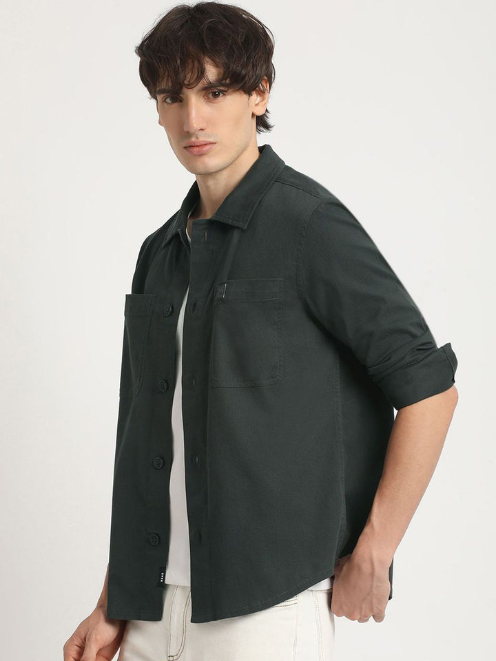 THE BEAR HOUSE Men Pure Cotton Solid Regular Fit Casual Shirt