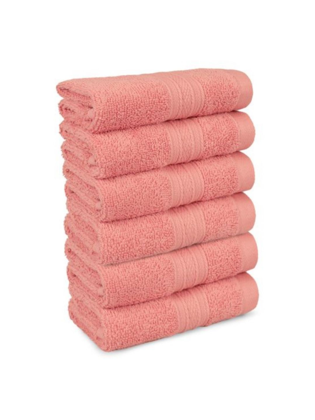 MYTRIDENT Peach 6 Pieces Cotton Soft Comfort 500 GSM Reversible Face Towel