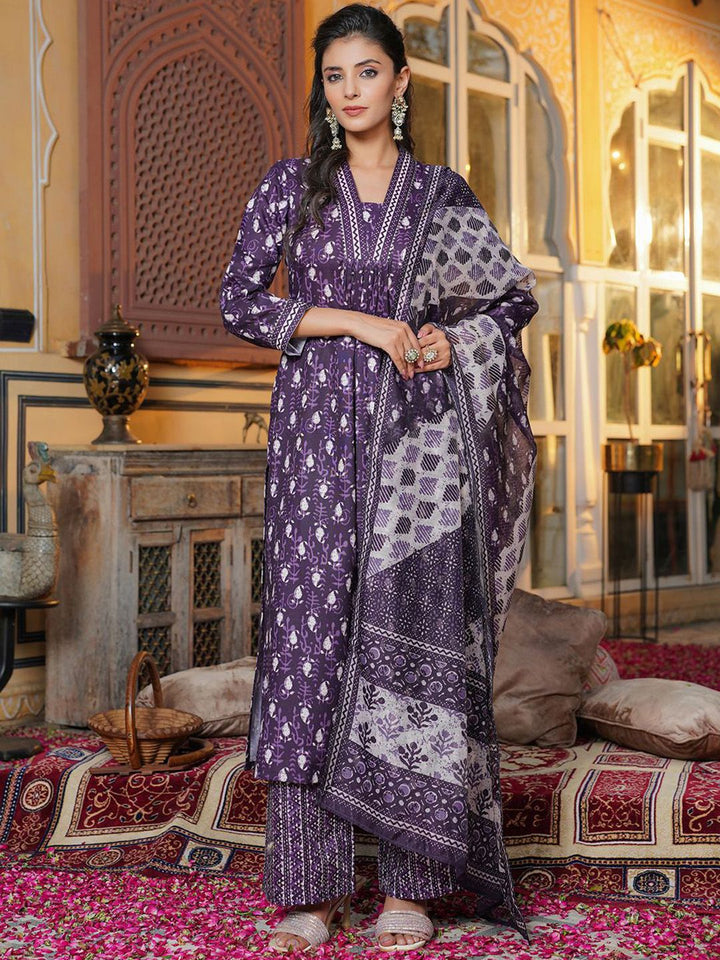 KALINI Women Paisley Printed Regular Kurta with Palazzos & Dupatta