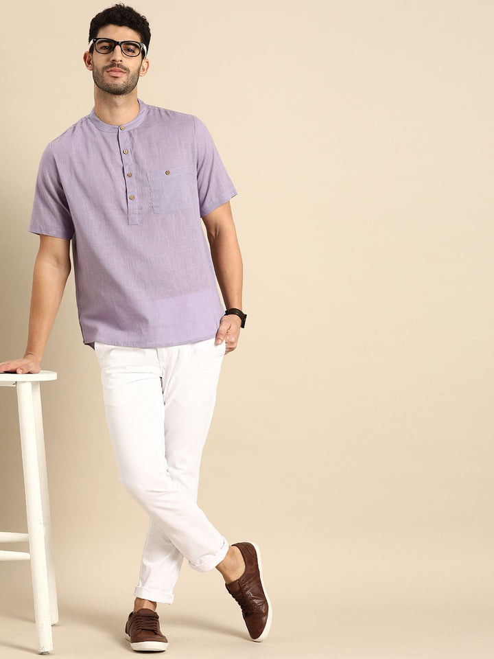 Anouk Men Lavender Pastels Pure Cotton Kurta