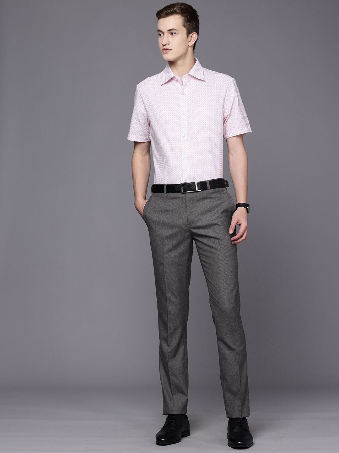 Raymond Men Textured Slim Fit Formal Trousers