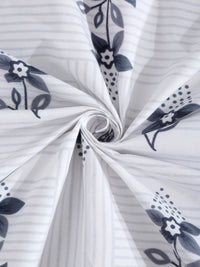 Myntra Elegant Homes White & Grey Floral 300 TC Single Bedsheet with 1 Pillow Covers